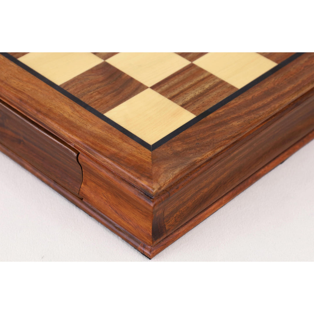 15” Legacy Magnetic Travel Chess Set in Golden Rosewood with Storage Drawers – Gift Edition