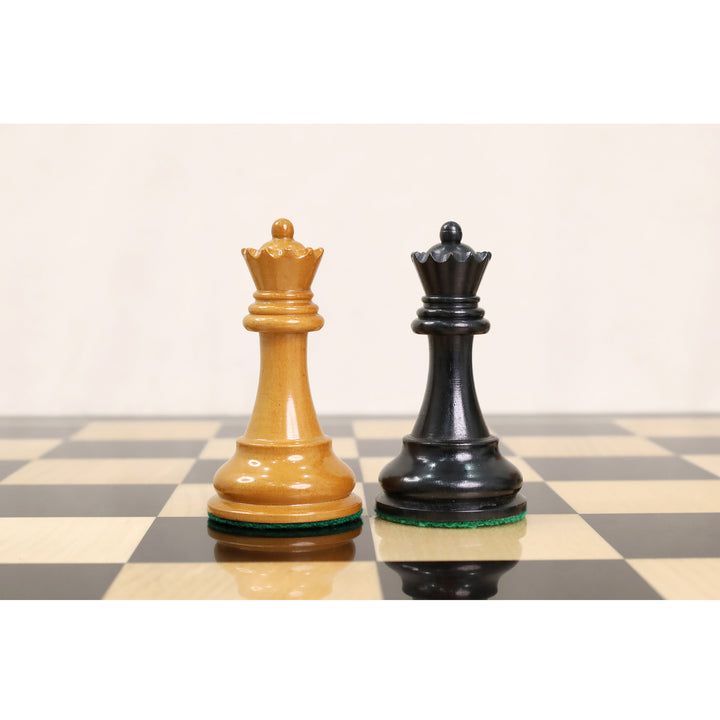 Slightly Imperfect 1972 Championship Fischer Spassky Chess Set- Chess Pieces Only - Lacquered Distress Antiqued Boxwood & Ebony