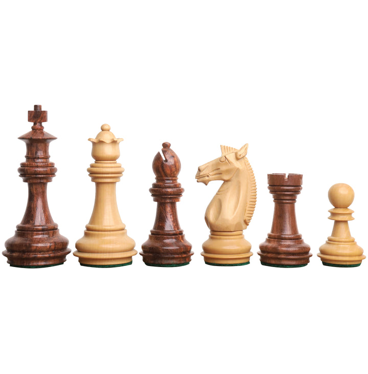 Slightly Imperfect 3.4" Meghdoot Series Staunton Chess Set- Chess Pieces Only - Weighted Golden Rosewood