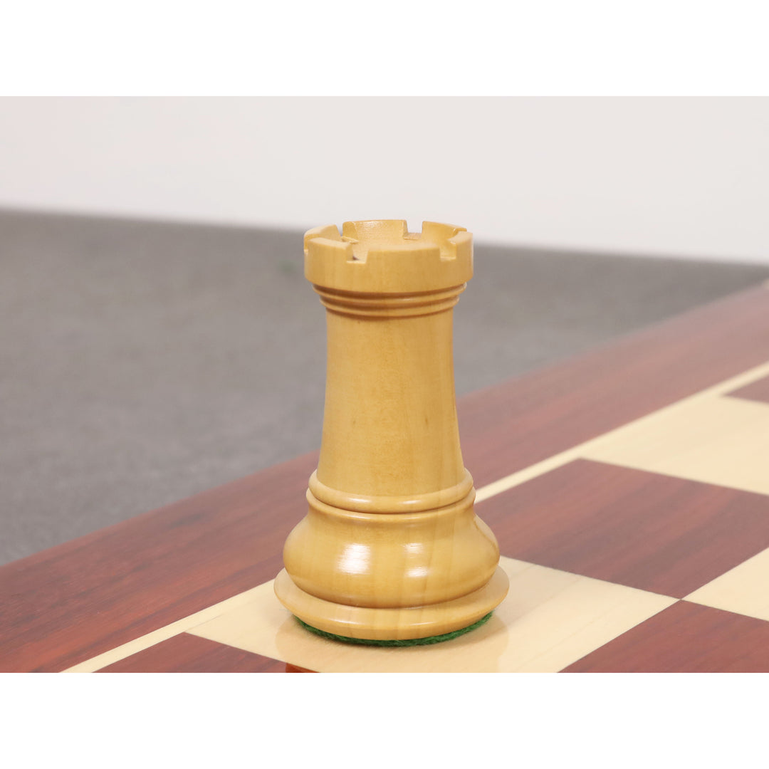 Jeu d'échecs américain de luxe 4.2 » légèrement imparfait - Pièces d'échecs uniquement - Bois de Budrose à triple lestage