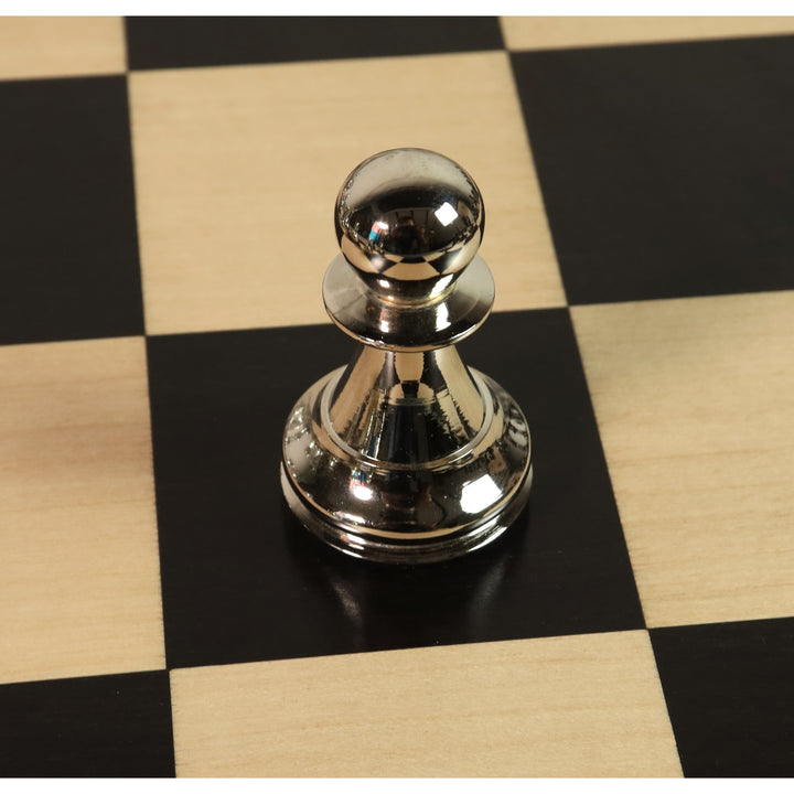 4.3" Staunton Inspired Brass Metal Luxury Chess Set- Chess Pieces Only Set-Silver & Antique - Warehouse Clearance - UK Shipping Only