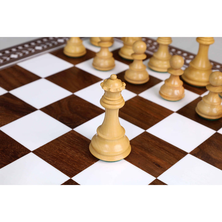 3.9" Craftsman Staunton Chess Set Inlaid Wooden Folding Chess board - 55mm Square