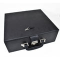 Closed leatherette coffer storage box for chess pieces