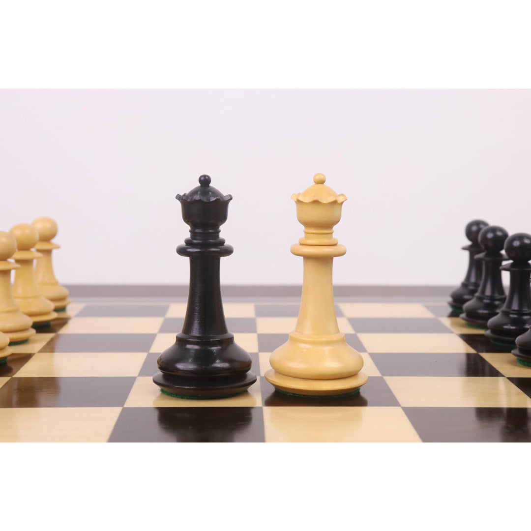 Slightly Imperfect 3.9" Heritage Series Staunton Chess set- Chess Pieces Only- Ebony Wood & Boxwood