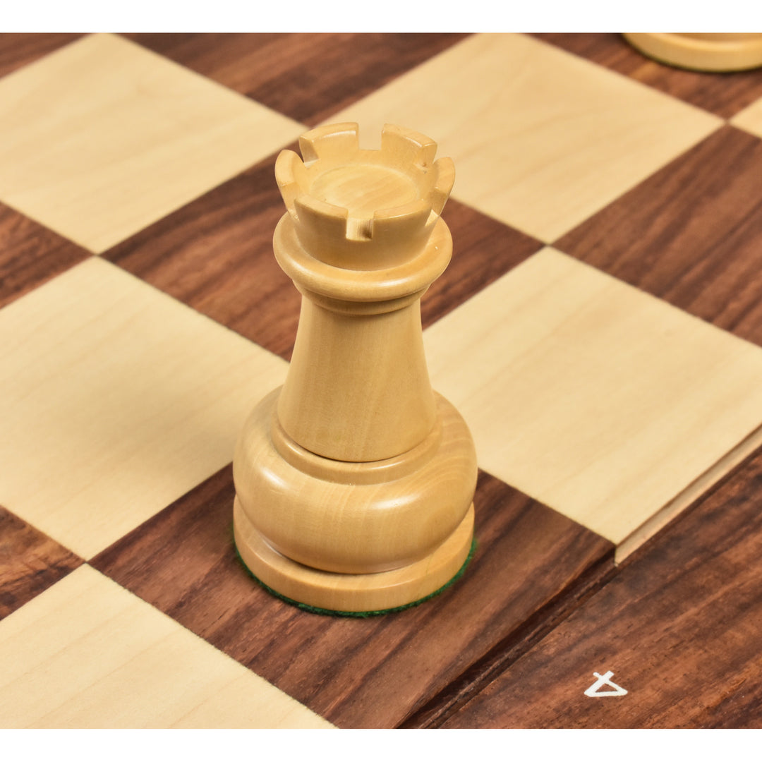 Slightly Imperfect 1960's Soviet Championship Tal Chess Set- Chess Pieces Only - Golden Rosewood - 4" King