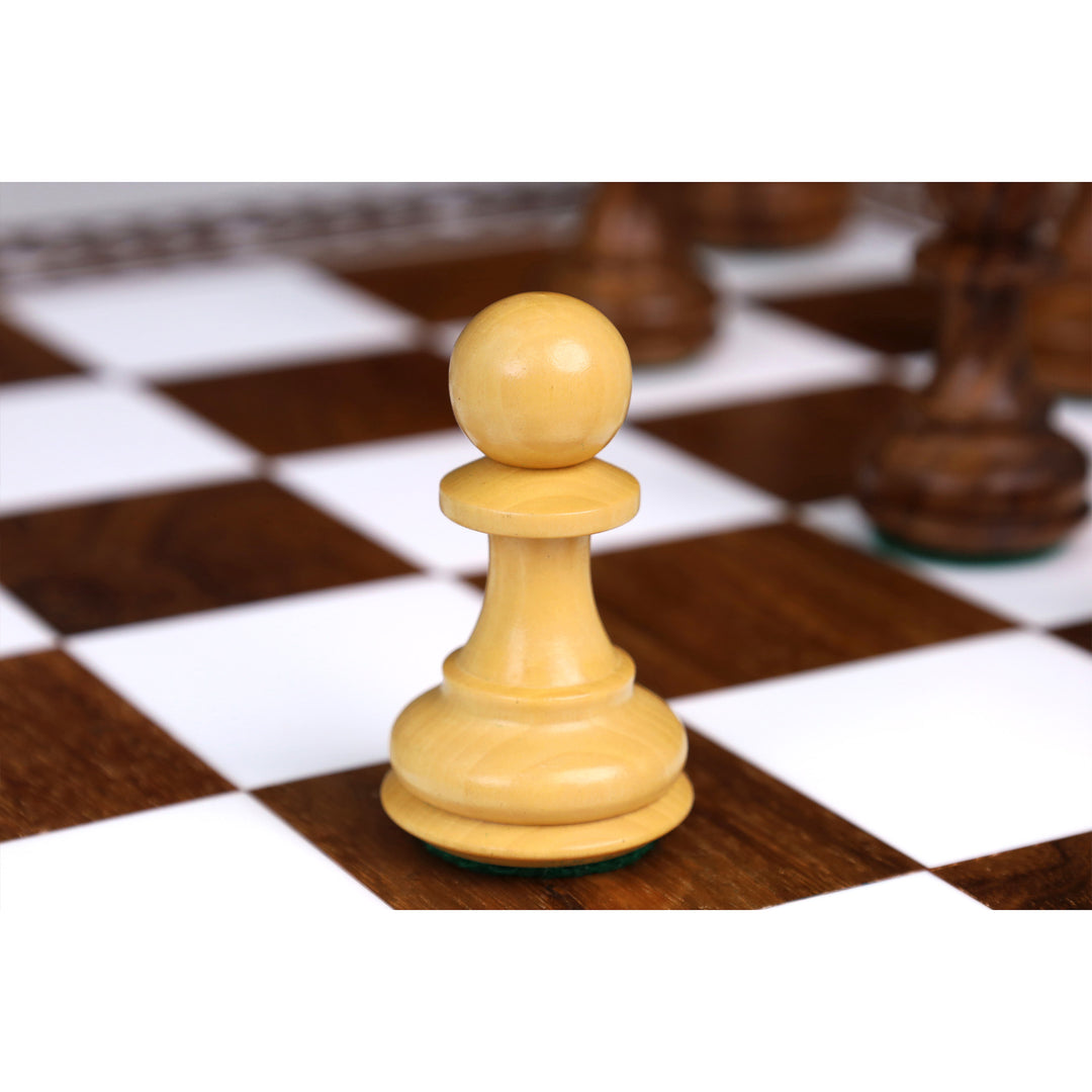 4.1" Pro Staunton Rosewood Chess Set with 21" Golden Rosewood & Acrylic Ivory Inlaid Wooden Folding Chess board