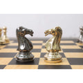 3.9" Fierce Knight Series Brass Metal Luxury Chess Set - Pieces Only - Metallic Gold & Grey - Warehouse Clearance - USA Shipping Only