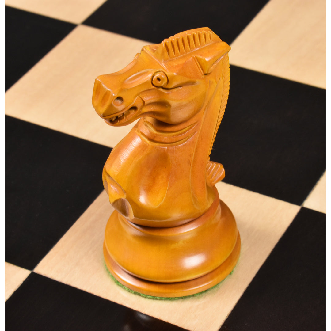 Jeu d'échecs légèrement imparfait du 19ème siècle reproduit par B & Co - Pièces d'échecs uniquement - Bois d'ébène véritable - 4.3″.