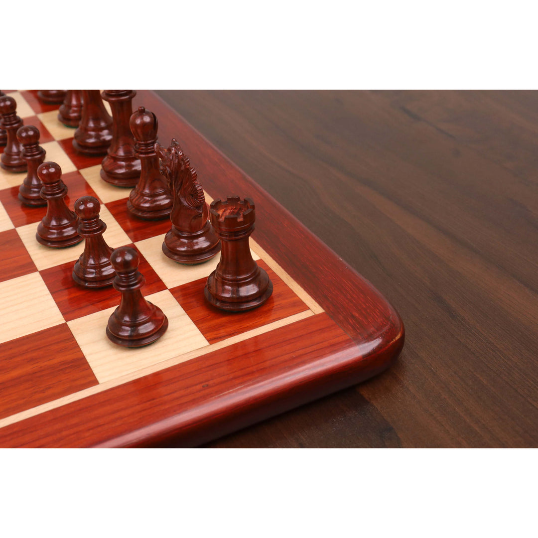 略带瑕疵的 3.3 英寸螺旋马豪华国际象棋套装——仅棋子——玫瑰木与黄杨木