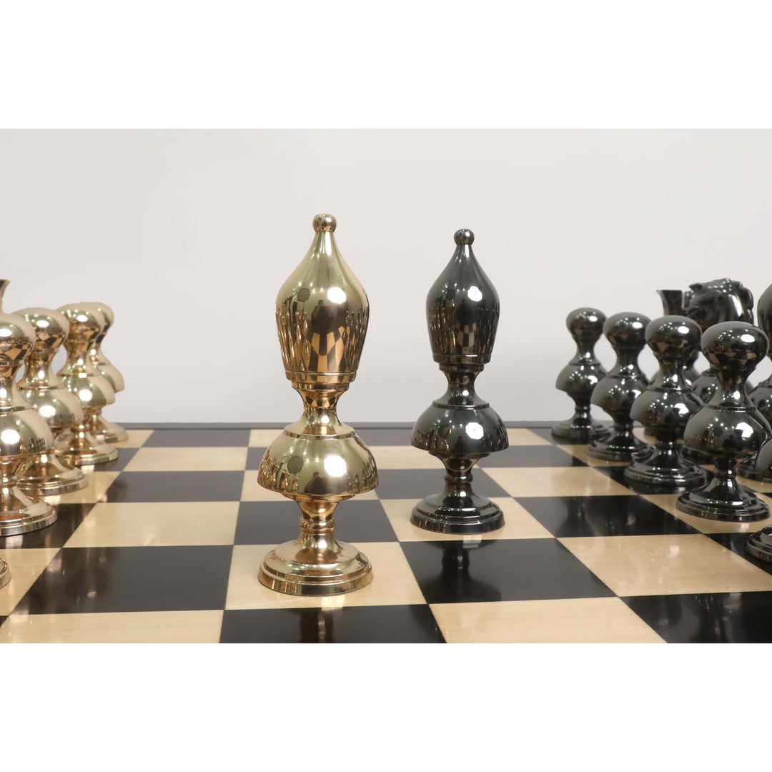 6” Giant Victorian Series Brass Metal Luxury Chess Set - Pieces Only - Metallic Gold & Grey