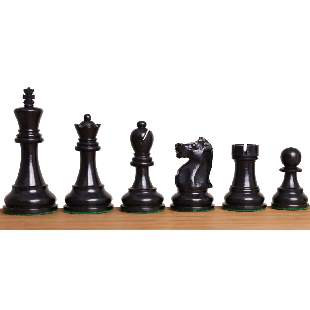 Slightly Imperfect 1972 Championship Fischer Spassky Chess Set- Chess Pieces Only - Lacquered Distress Antiqued Boxwood & Ebony