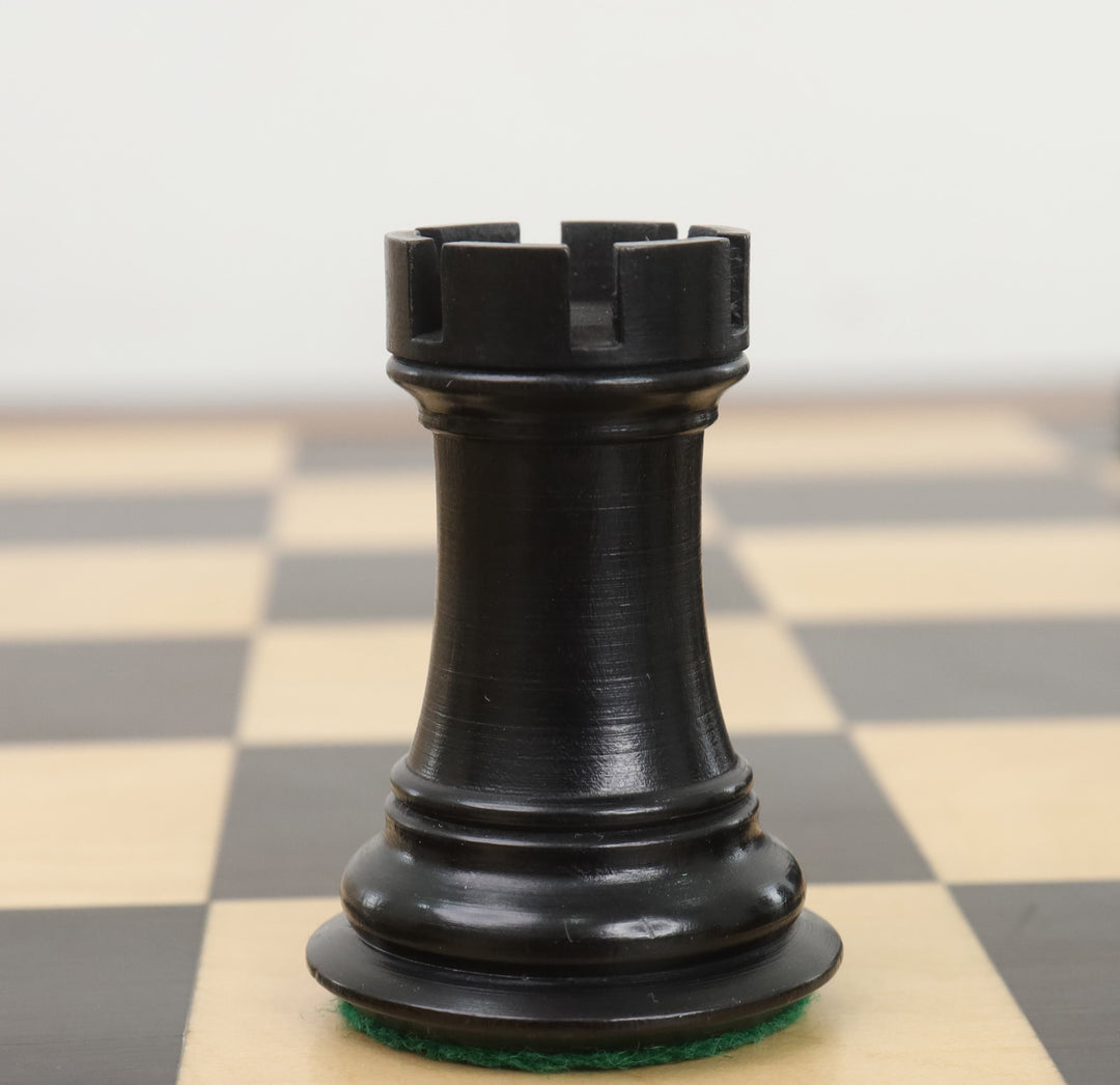 Slightly Imperfect 4" Alban Knight Staunton Chess Set - Chess Pieces Only - Weighted Ebonised Boxwood