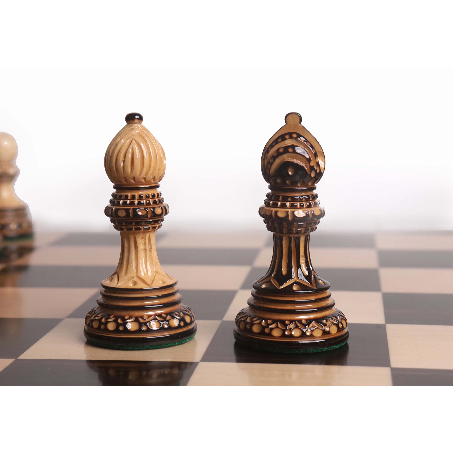 Alexandria Luxury Staunton Burnt Carving Chess Set- Chess Pieces Only