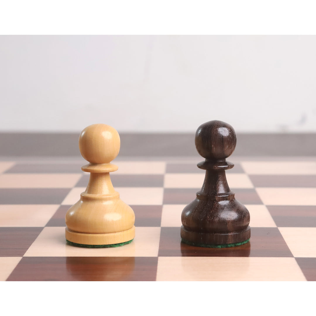 Zestaw szachów turniejowych 3,9” - figury z drewna różanego z planszą i pudełkiem