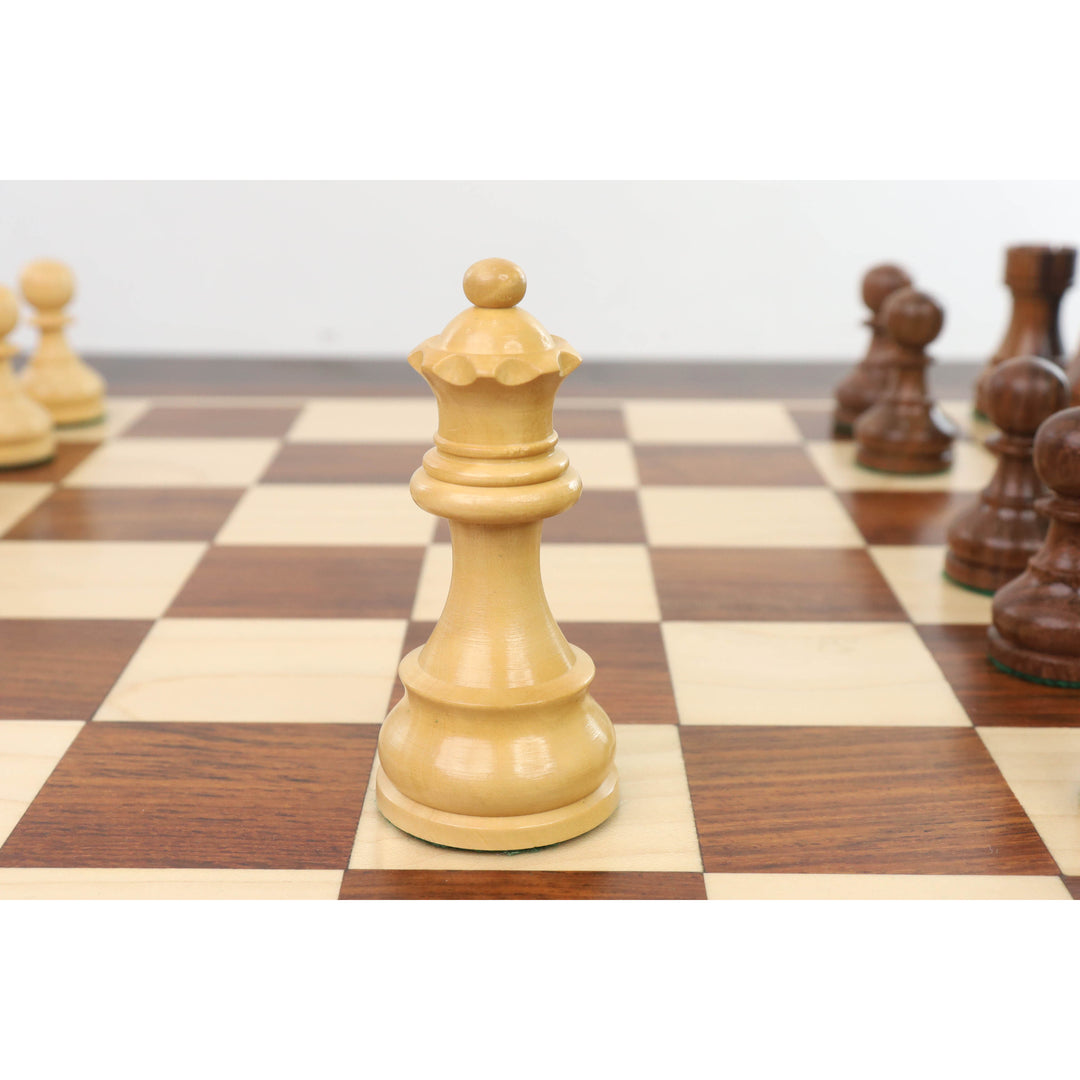 Slightly Imperfect 3.9" Tournament Chess Set- Chess Pieces Only - Golden Rosewood with Extra Queens