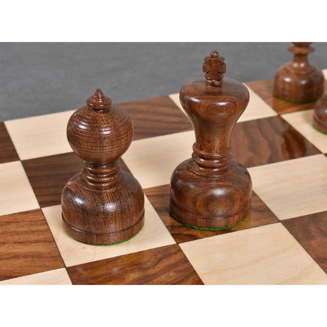 Leggermente imperfetto 3.1" Set di scacchi Staunton della serie Library - Solo pezzi di scacchi - Bosso e acacia appesantiti