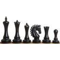 Complete set of premium black ebonized Staunton chess pieces.