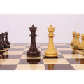 Close up of Rosewood and Boxwood Queen pieces from the 3.9" Heritage Series Staunton Chess Set.