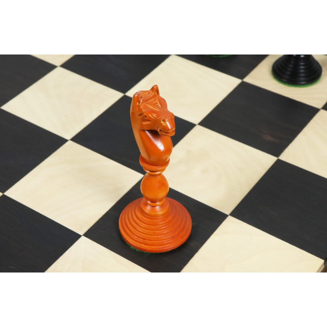 Slightly Imperfect 4.7" Pre-Staunton Chess Set - Chess Pieces Only - Double Weighted Ebony & Antiqued Boxwood