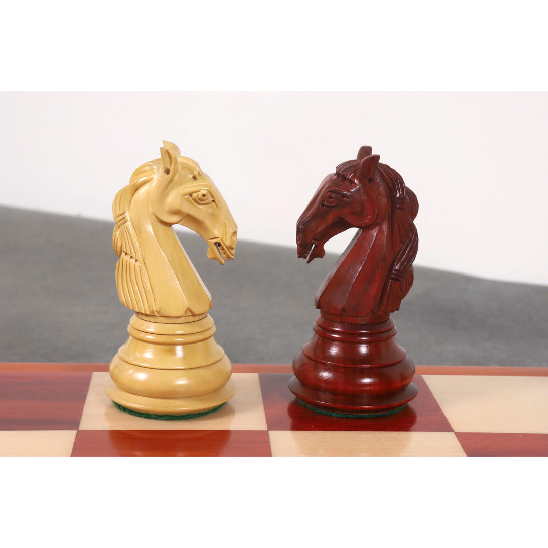 Combo of 4.6" Rare Columbian Triple Weighted Bud Rosewood Luxury Chess Pieces with 23" Chessboard and Storage Box