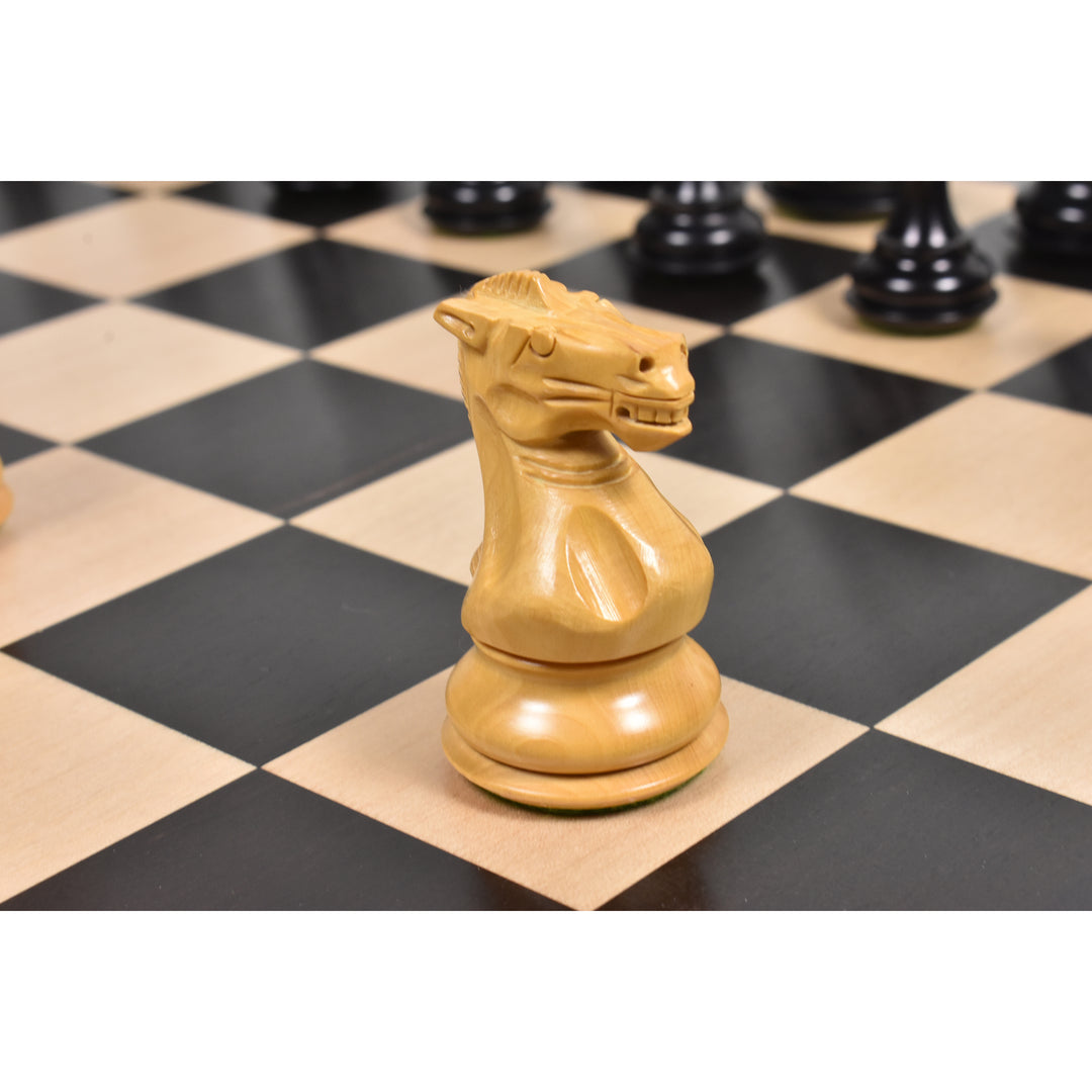 3.6" Professional Staunton Chessnut Sensor Compatible Set- Chess Pieces Only- Ebonised Boxwood