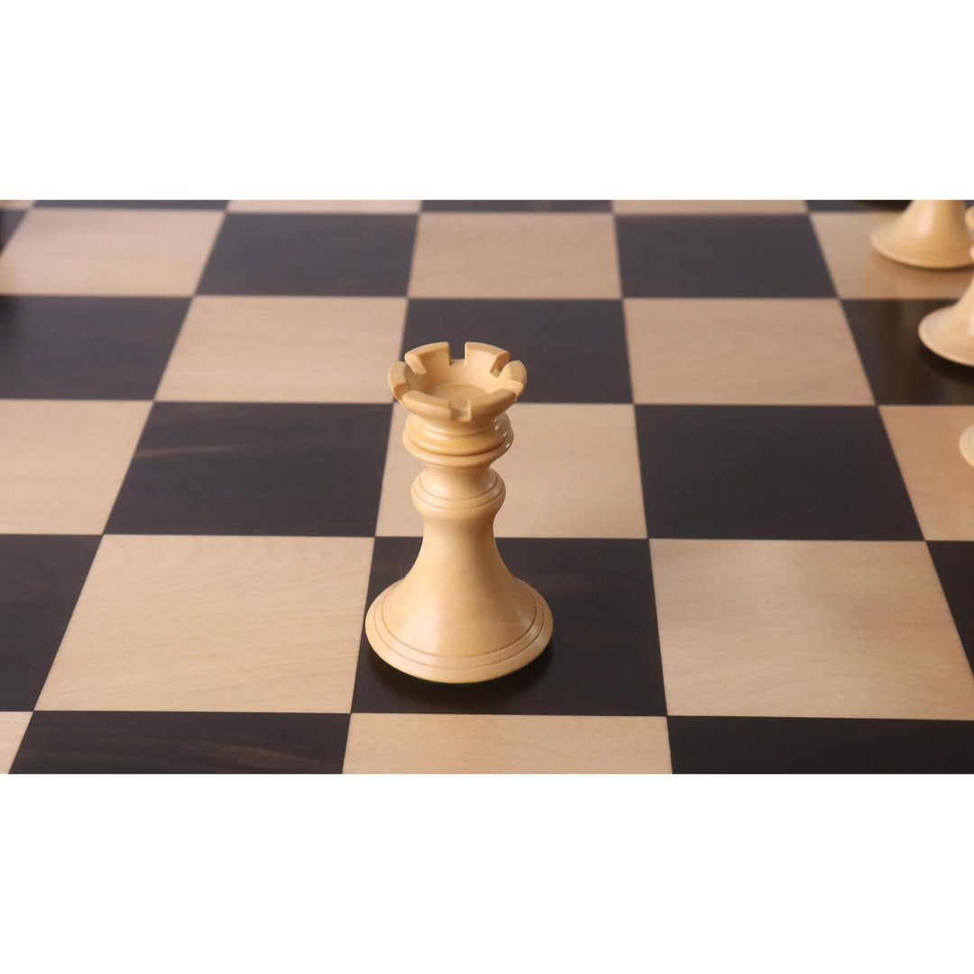 Kombo 4,3" luksusowego zestaw szachow Staunton z serii Aristocrat - elementy z drewna hebanowego i bukszpanu z planszą i pudełkiem