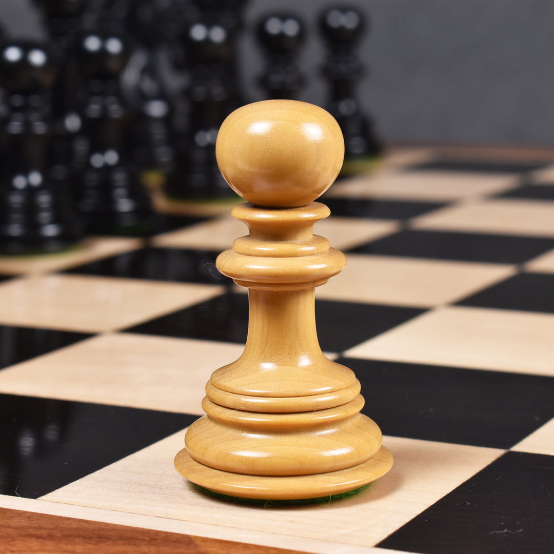 アーサー・ラグジュアリー・スタントン・チェス・セット - エボニー材の駒、23インチの大きなエボニー＆メープル材のチェスボード、収納ボックス付