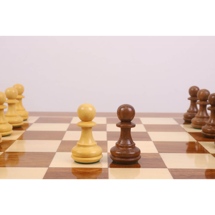 Tablero de ajedrez de torneo de 23 pulgadas con piezas de ajedrez de madera pesadas Pro Staunton de 4,1 pulgadas - Palisandro dorado y boj.