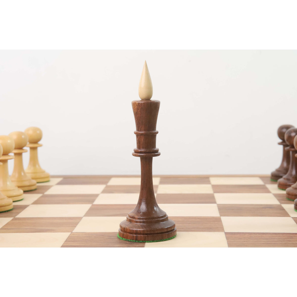 Majestic dark wooden king piece from our 4.8" Averbakh Soviet chess set.