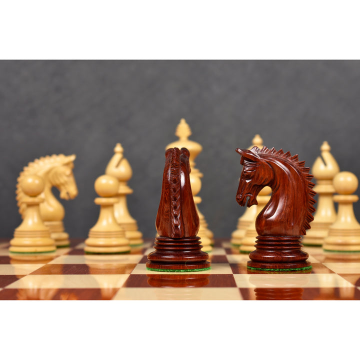 4.2" Luxus Patton Staunton Schachspiel - Nur Schachfiguren -Dreifach gewichtet Budrose Holz