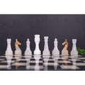 Slightly Imperfect  10" Onyx Marble Chess Set - Black & White Stone Board & Pieces