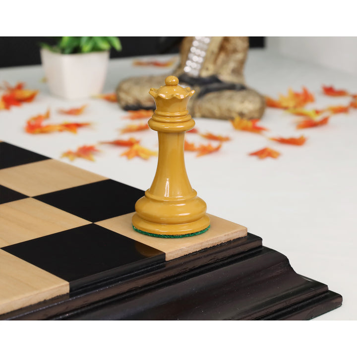 Boxwood 1849 Jacques Cook Staunton queen chess piece on board