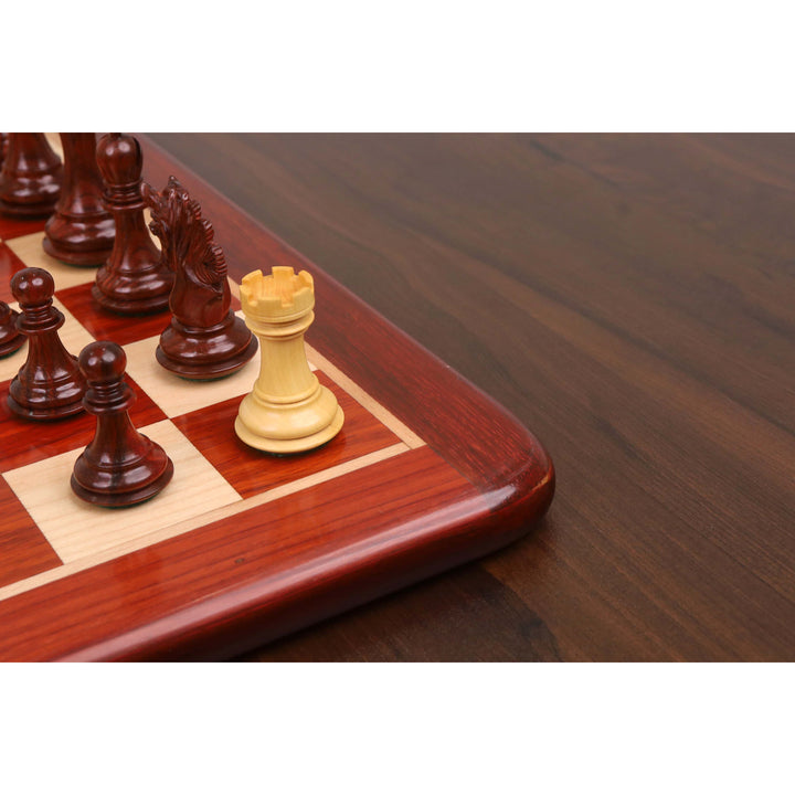 略带瑕疵的 3.3 英寸螺旋马豪华国际象棋套装——仅棋子——玫瑰木与黄杨木