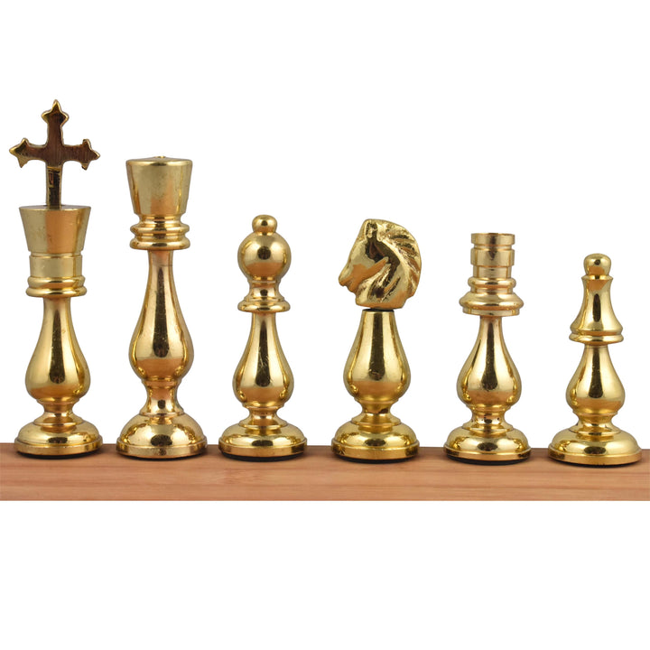 Set di scacchi di lusso, scacchiera e tavolo in ottone minimalista, alto 21".