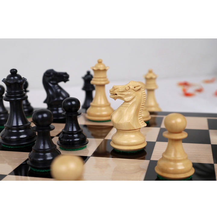 3" Professional Staunton Gift Chess Set - Pieces in Ebonized Boxwood with 17" Ebony Board & Storage Case