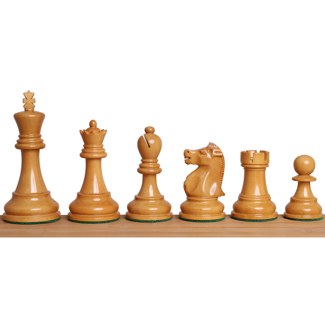 Slightly Imperfect 1972 Championship Fischer Spassky Chess Set- Chess Pieces Only - Lacquered Distress Antiqued Boxwood & Ebony
