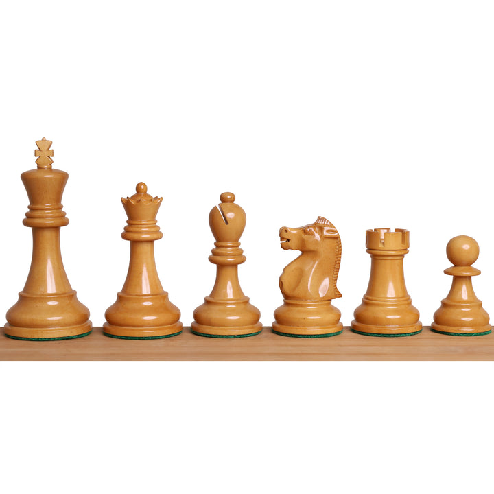 Slightly Imperfect 1972 Championship Fischer Spassky Chess Set- Chess Pieces Only - Lacquered Distress Antiqued Boxwood & Ebony