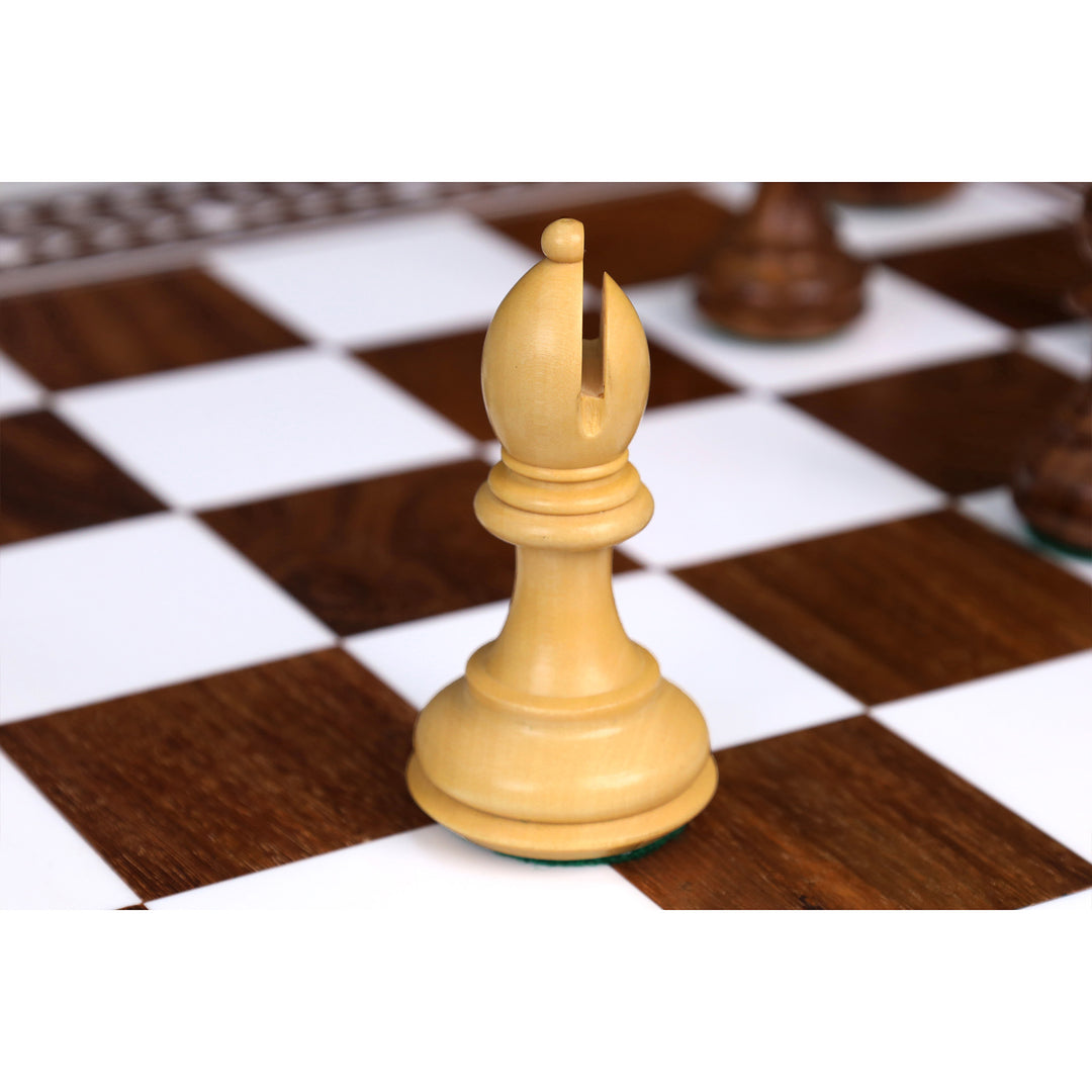 4.1" Pro Staunton Rosewood Chess Set with 21" Golden Rosewood & Acrylic Ivory Inlaid Wooden Folding Chess board