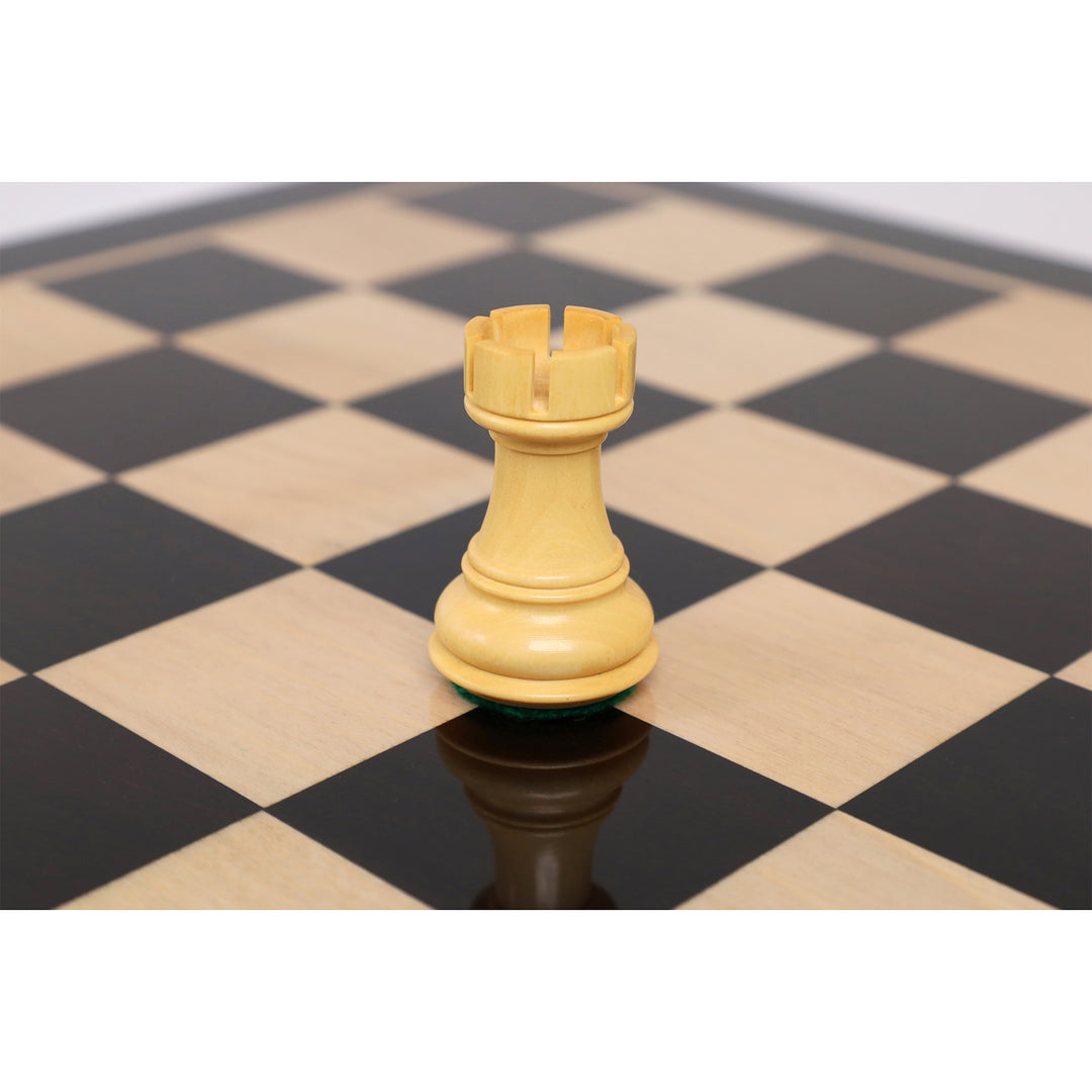 3.1" Russian Zagreb Gift Chess Set Combo - Pieces in Ebonized Boxwood with 17" Ebony Board & Storage Case