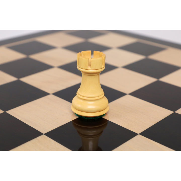 3.1" Russian Zagreb Gift Chess Set Combo - Pieces in Ebonized Boxwood with 17" Ebony Board & Storage Case