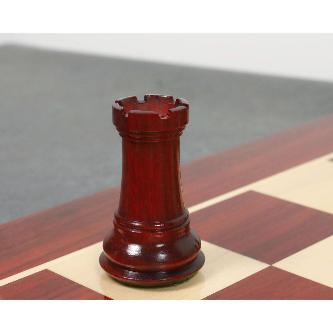 Jeu d'échecs américain de luxe 4.2 » légèrement imparfait - Pièces d'échecs uniquement - Bois de Budrose à triple lestage