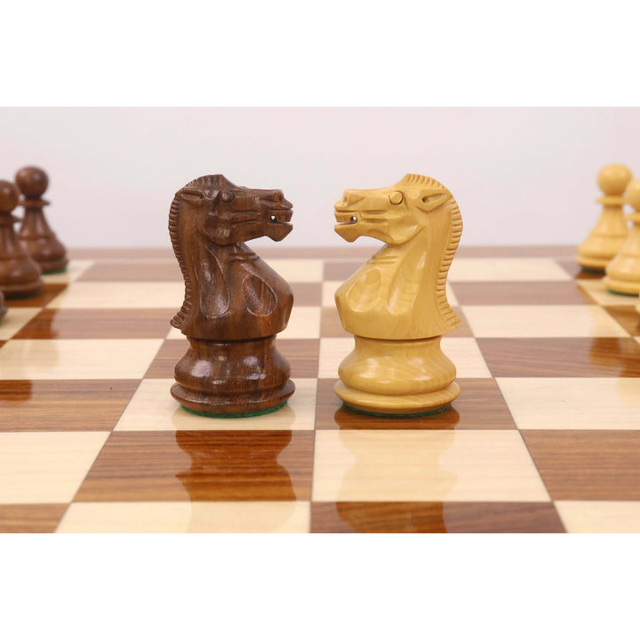 20" Monarch Series Wooden Chess Table with 3.6" Staunton Chess Pieces