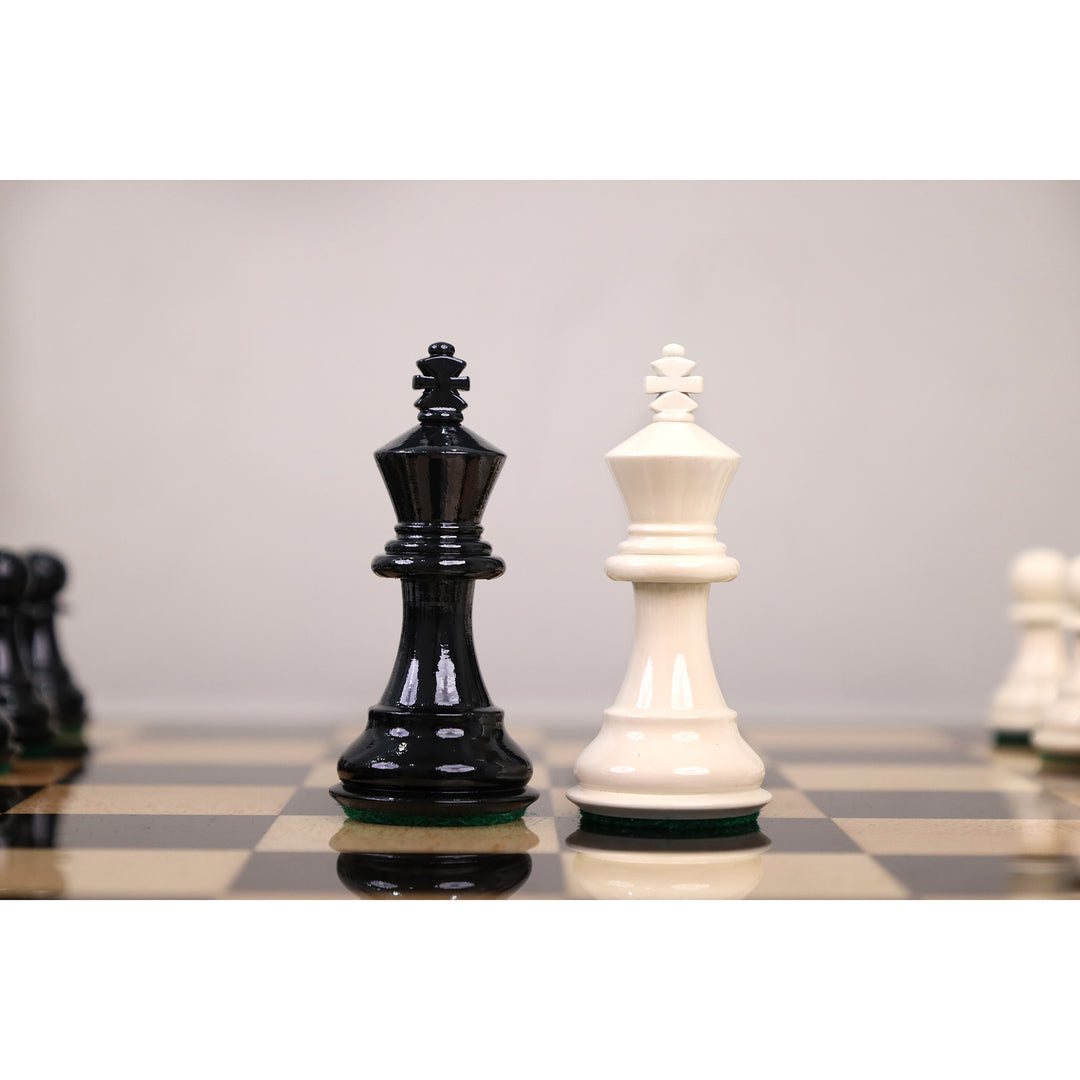 3.1" Pro Staunton Black & Ivory Painted Weighted Wooden Chess Set - Chess Pieces Only