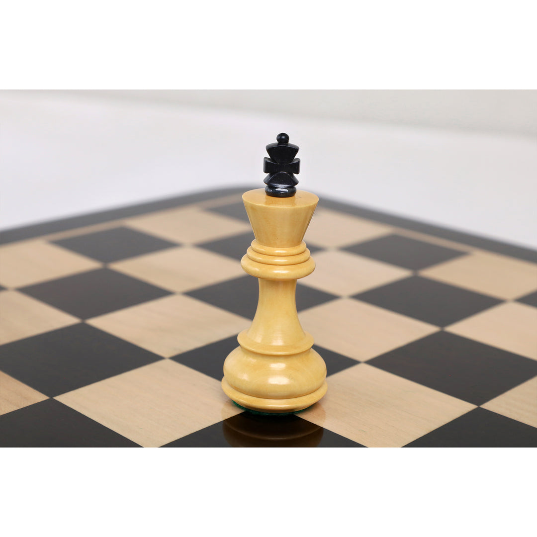 3.1" Russian Zagreb Gift Chess Set Combo - Pieces in Ebonized Boxwood with 17" Ebony Board & Storage Case