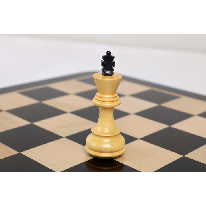 3.1" Russian Zagreb Gift Chess Set Combo - Pieces in Ebonized Boxwood with 17" Ebony Board & Storage Case