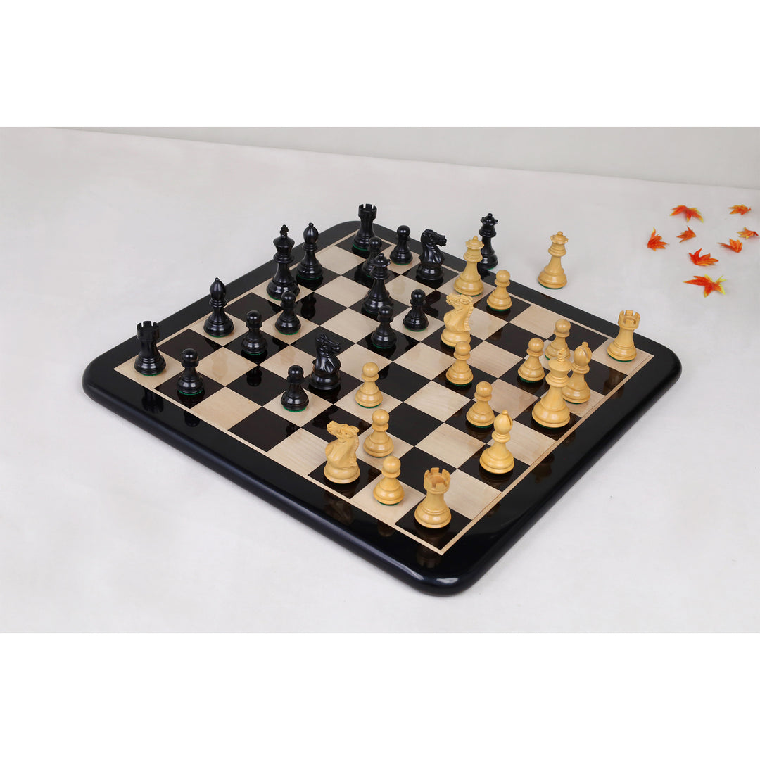 3" Professional Staunton Gift Chess Set - Pieces in Ebonized Boxwood with 17" Ebony Board & Storage Case