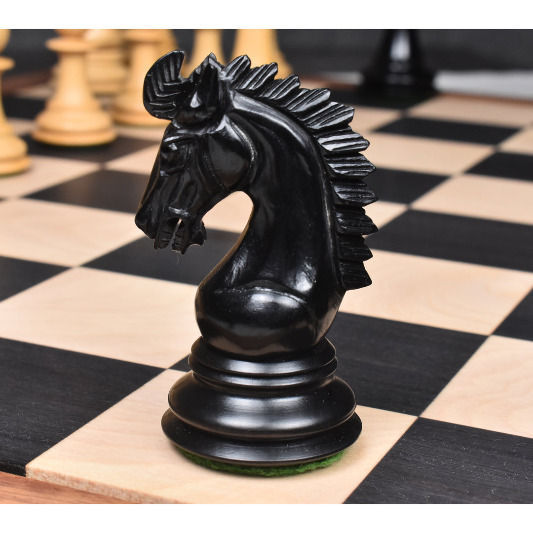 3.7" Emperor Series Staunton Chess Schachfiguren aus Ebenholz mit 21" Players Choice Schachbrett aus massivem Ebenholz und Ahornholz - mattes Finish und Kunstlederkoffer zur Aufbewahrung
