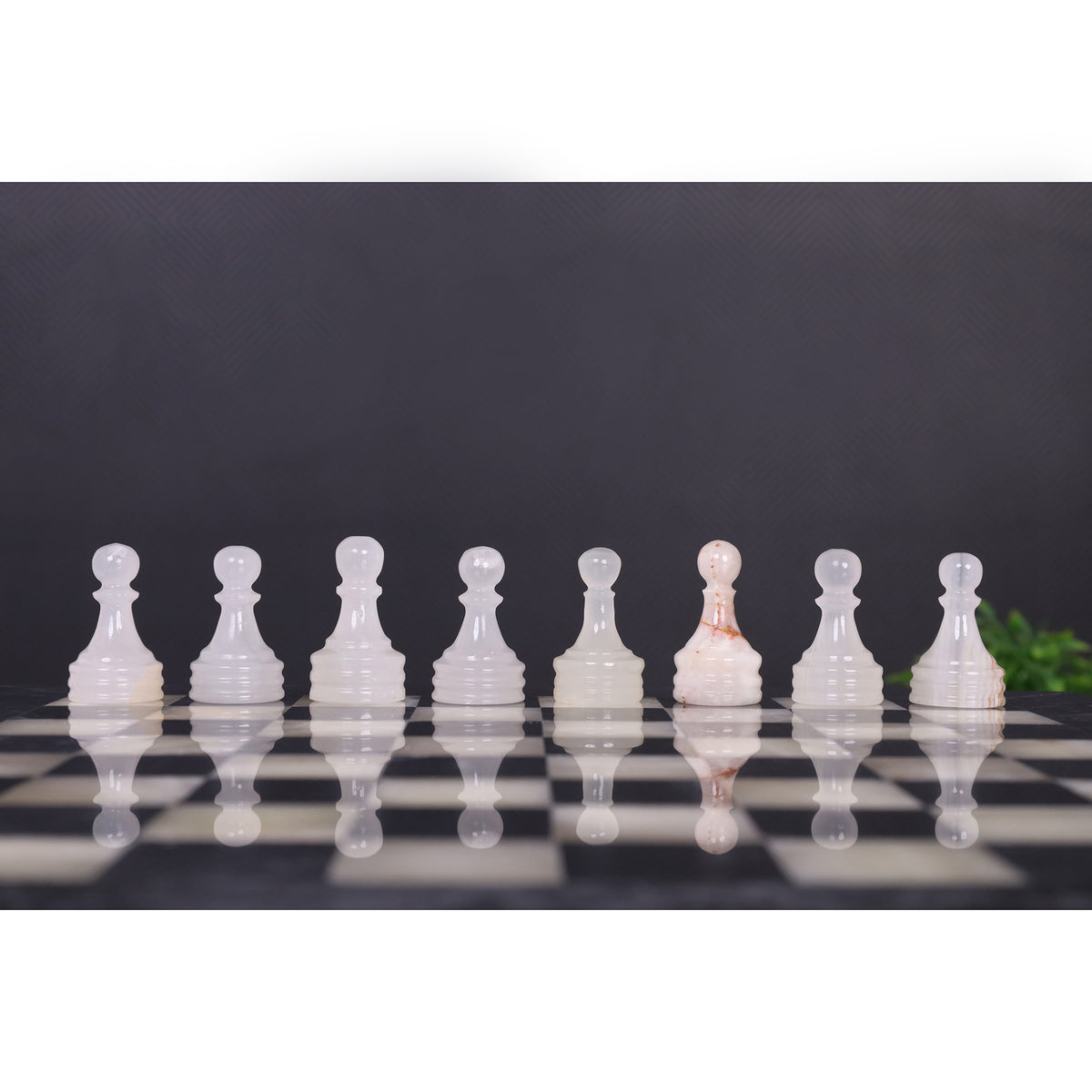 Slightly Imperfect  10" Onyx Marble Chess Set - Black & White Stone Board & Pieces