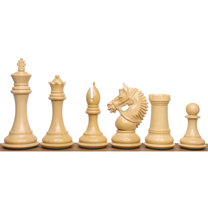 Jeu d'échecs américain de luxe 4.2 » légèrement imparfait - Pièces d'échecs uniquement - Bois de Budrose à triple lestage