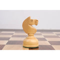 Hand-carved Boxwood Knight chess piece showing the detailed mane and Staunton craftsmanship.
